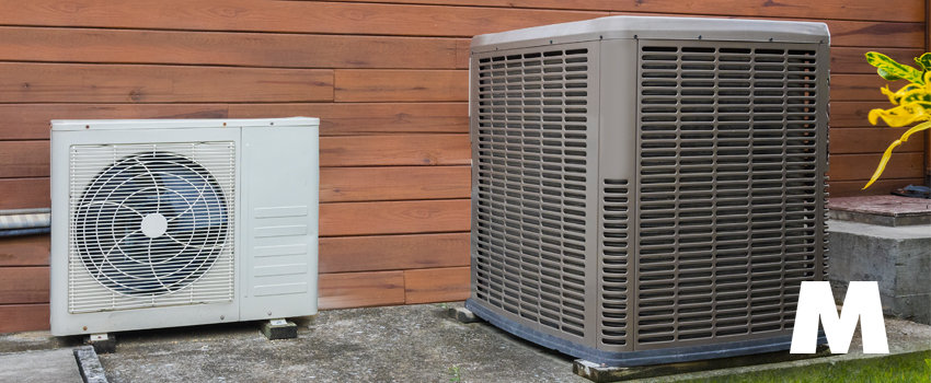 A heat pump outside a home