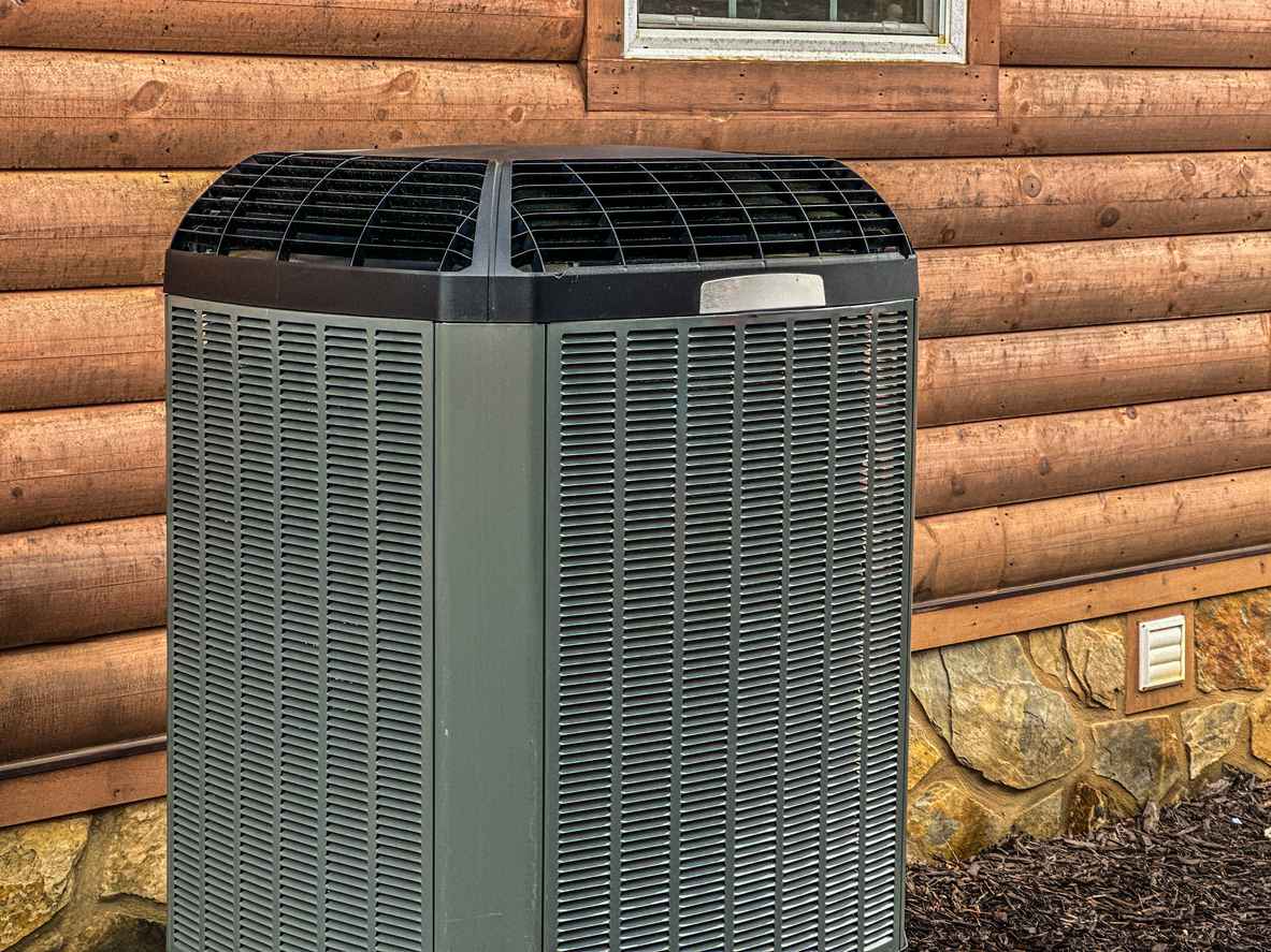 Close-up Of Building Exterior With Air Heat Pump