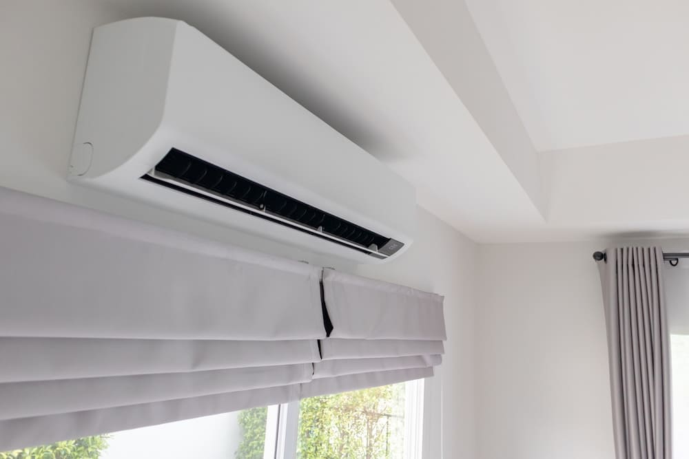 ductless mini split mounted on the wall in a room